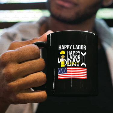 Personalized Dog Gift Idea - Happy Labor Happy Labour Day For Dog Lovers - Black Mug